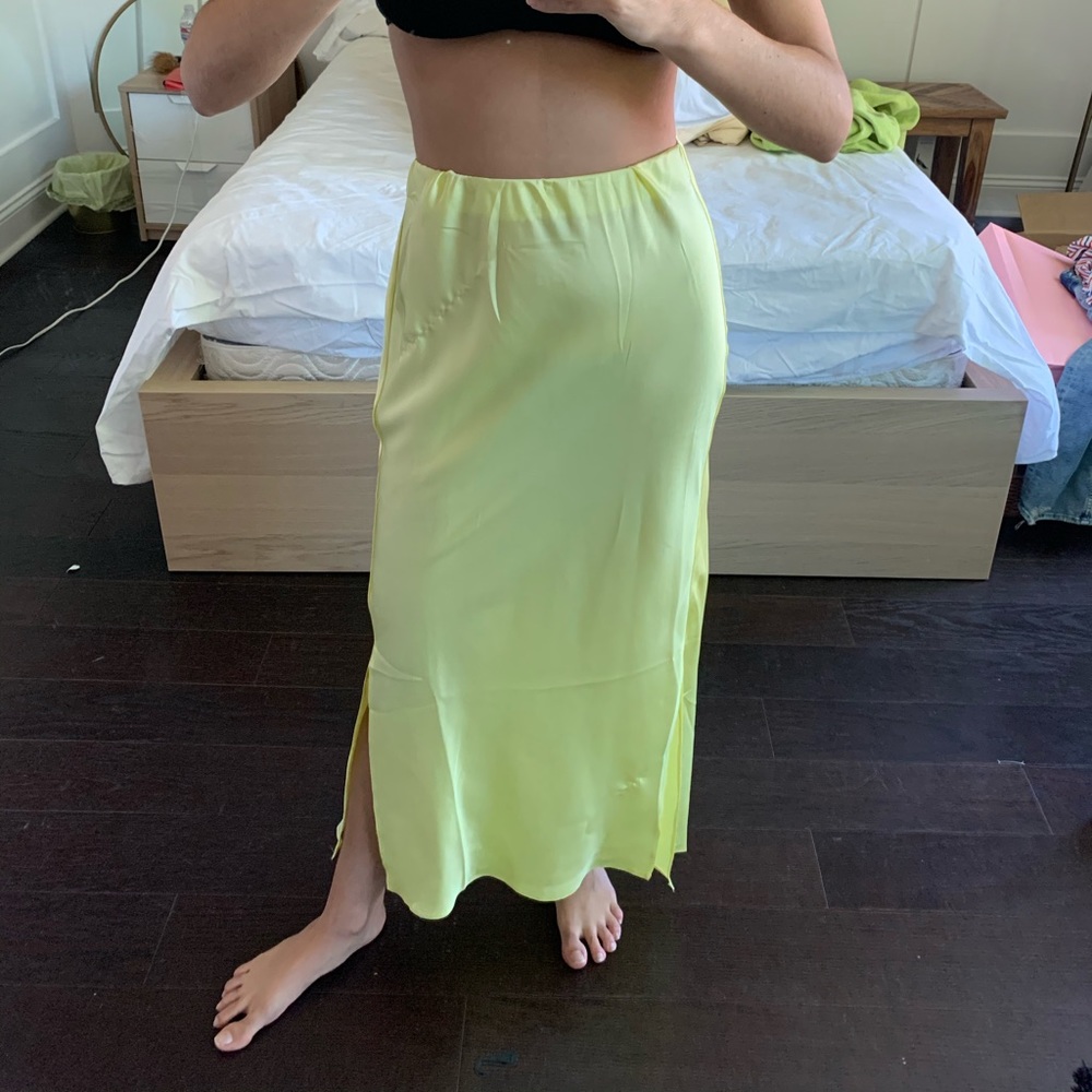 LIME SILKY MAXI SKIRT
